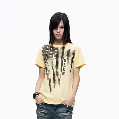 Graffiti Print Washed Cropped Short Sleeve T-Shirt WN27310