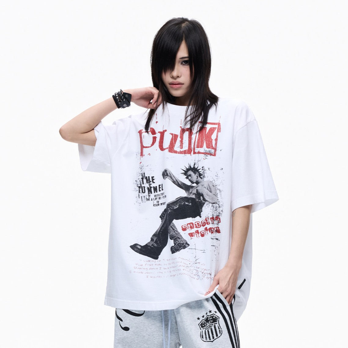 Portrait Print Cotton Oversize Short Sleeve T-Shirt WN27341