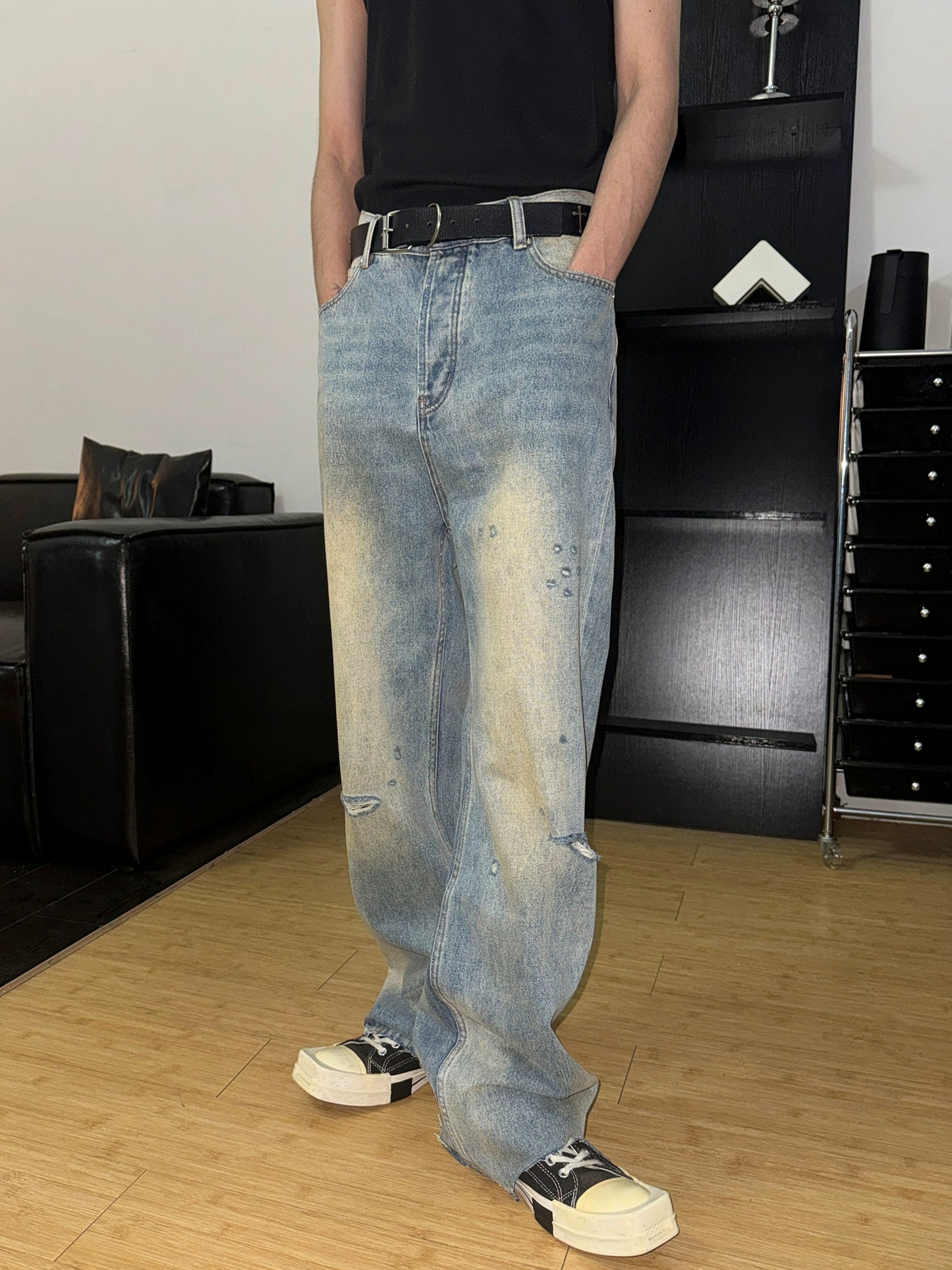 Wash Wide-leg Denim Jeans WN4219
