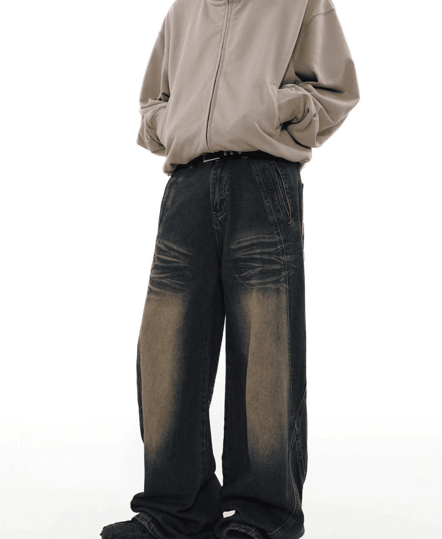 Washed Design Flare Denim Jeans WN3993