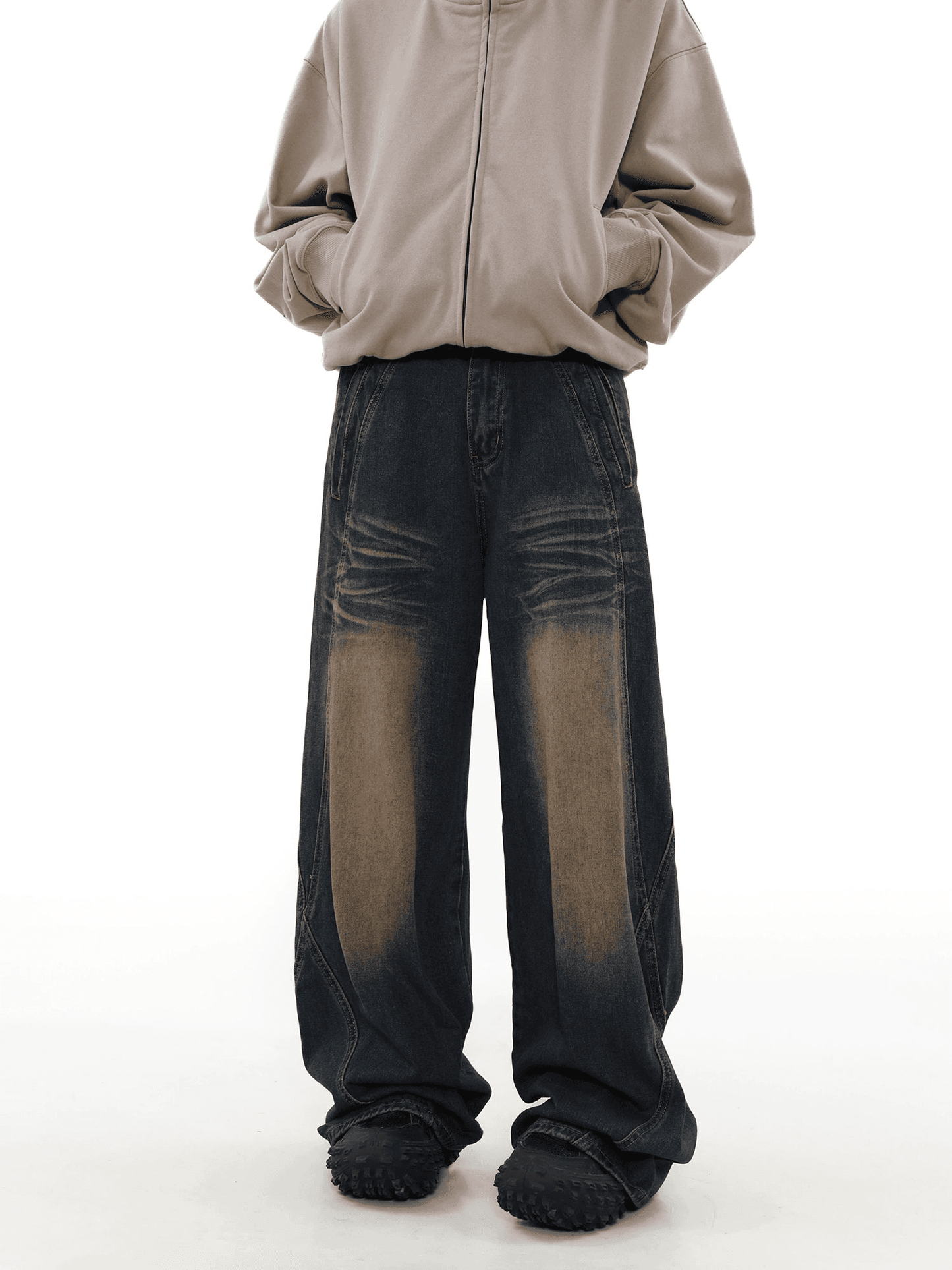 Washed Design Flare Denim Jeans WN3993