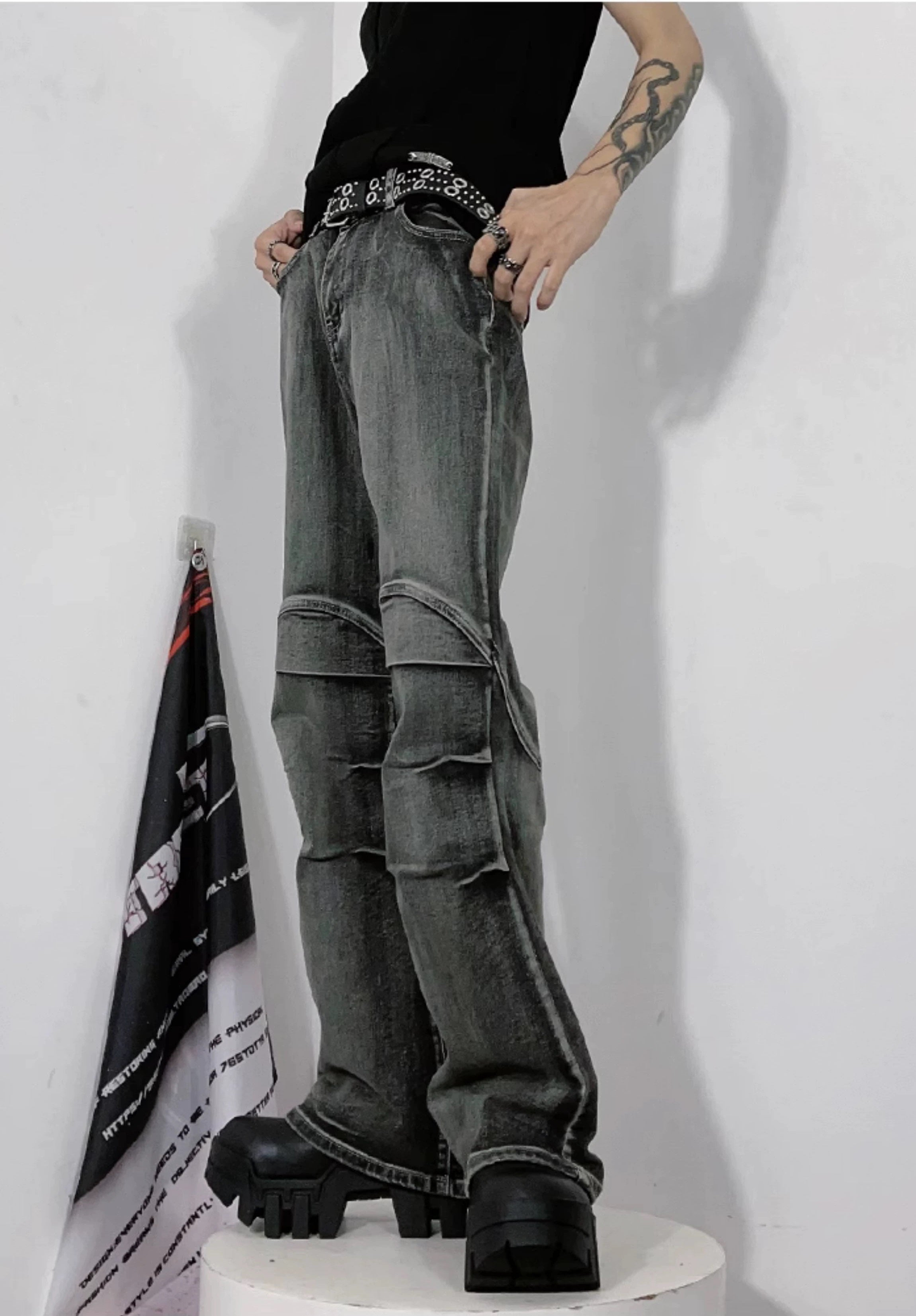 Washed Flare Denim Jeans WN3251