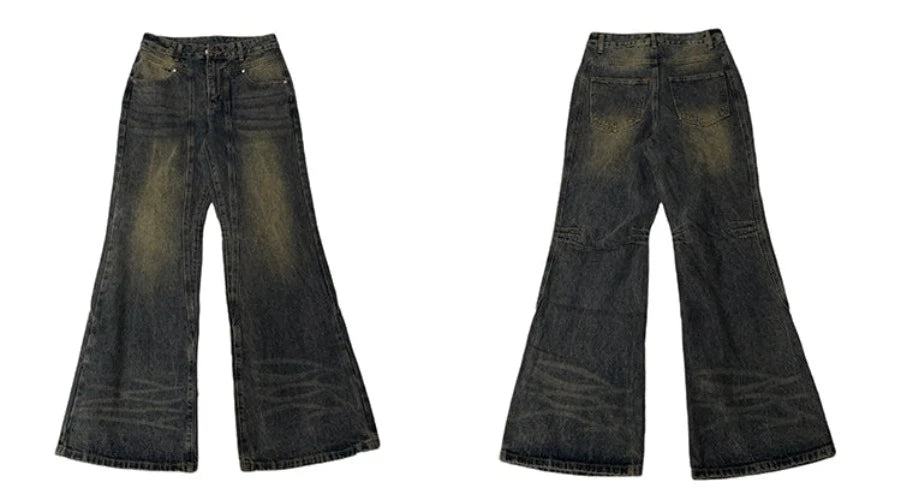 Washed Flare Denim Jeans WN3652