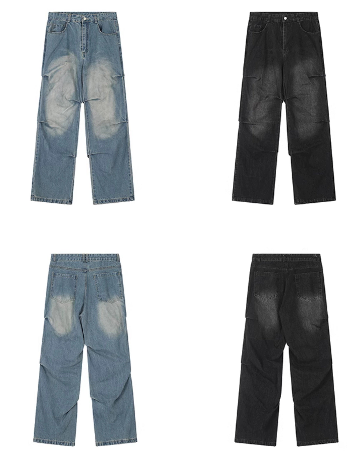 Washed Pleats Denim Jeans WN3262