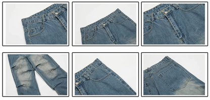 Washed Pleats Denim Jeans WN3262