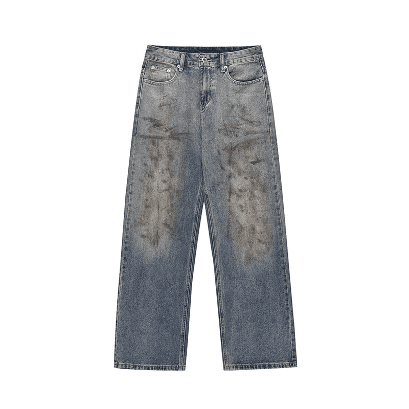 Washed Straight Leg Denim Jeans WN3985