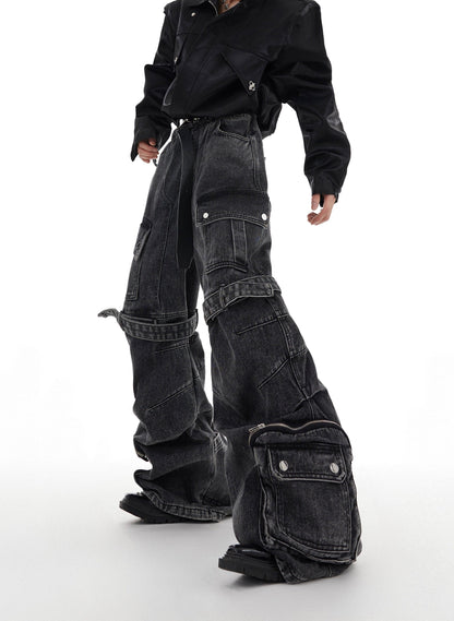 Wide-leg Belted Denim Jeans WN2040