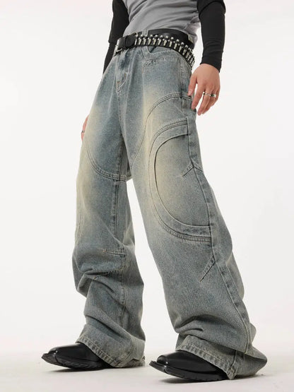 Wide-leg Curve Design Denim Jeans WN2795