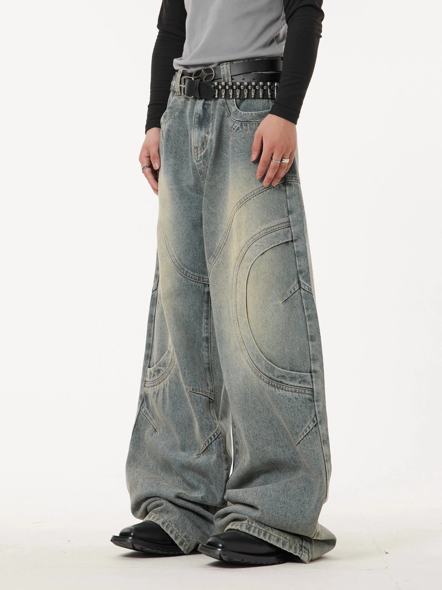 Wide-leg Curve Design Denim Jeans WN2795