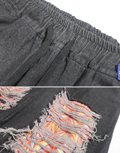 Wide-leg Damage Denim Jeans WN2163