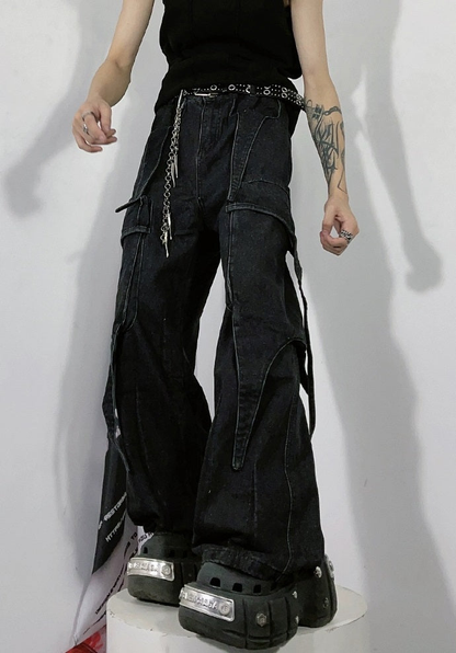 Wide-leg Deconstructed Denim Jeans WN3235