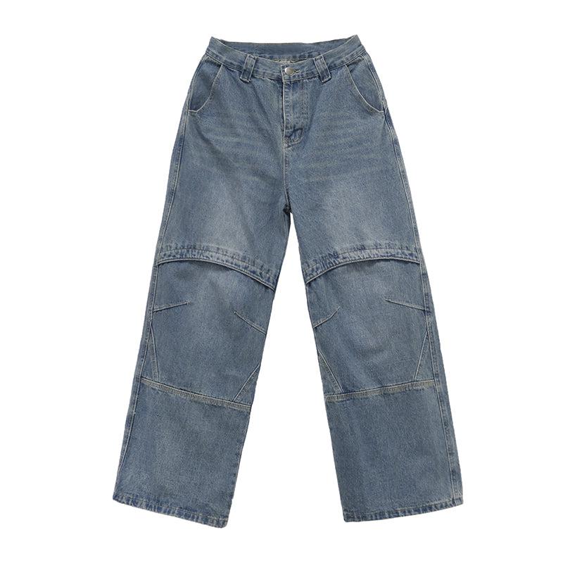 Wide-leg Deconstructed Stitching Straight Denim Jeans WN1536