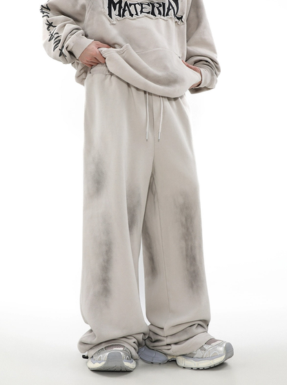 Oversize Patch Graffiti Zipper Hoodie & Wide-leg Graffiti Sweatpants Setup WN3043