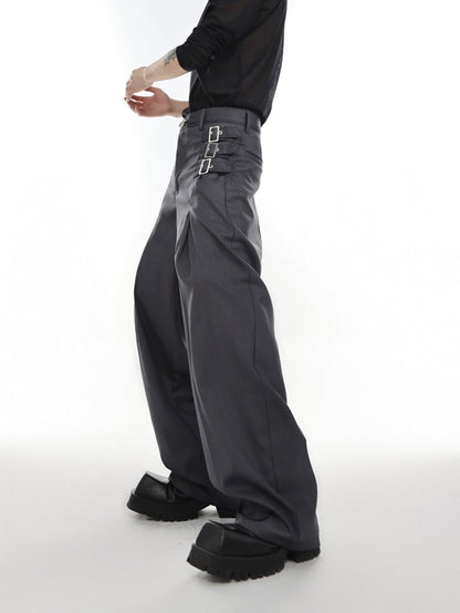 Wide-leg Metal Webbing Trousers WN2046