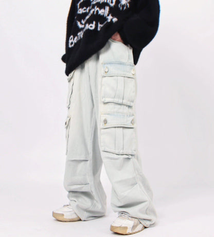 Wide-leg Multi-pocket Denim Jeans WN2904