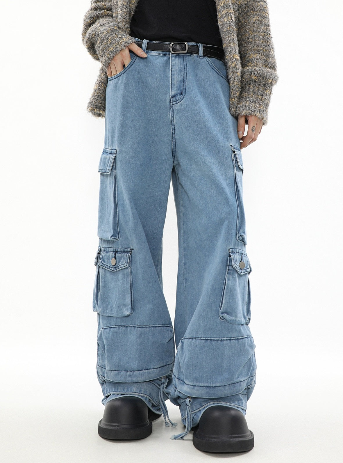 Wide-leg Multi-pocket Denim Jeans WN3059