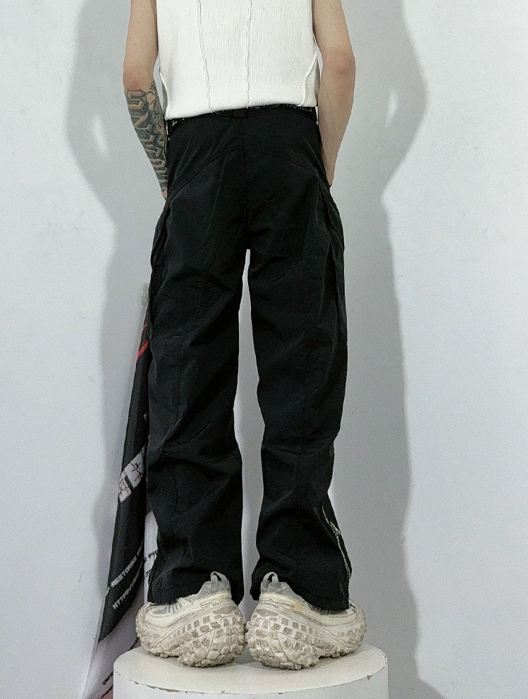 Wide-leg Multi-pocket Zipper Design Pants WN3203