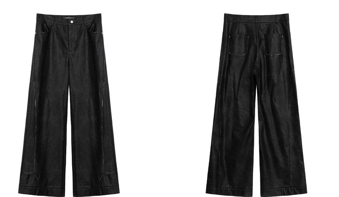 Wide-leg PU Leather Pants WN3725