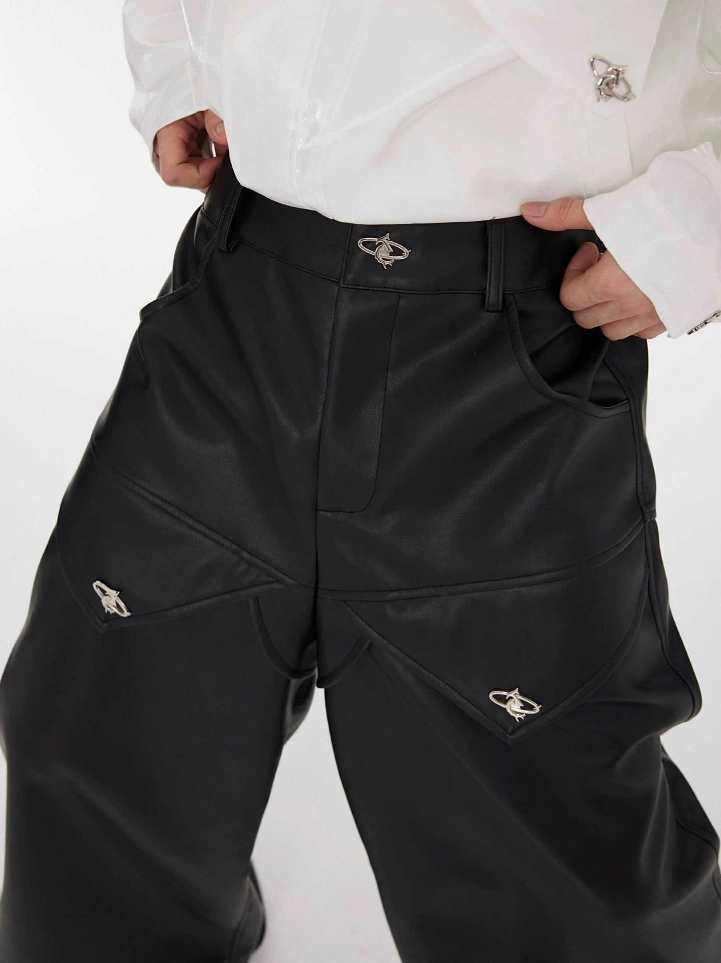Wide-leg PU Leather Trousers WN2041