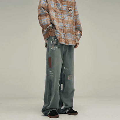 Wide-leg Paint Denim Jeans WN3971