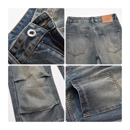 Wide-leg Pleats Denim Jeans WN2903