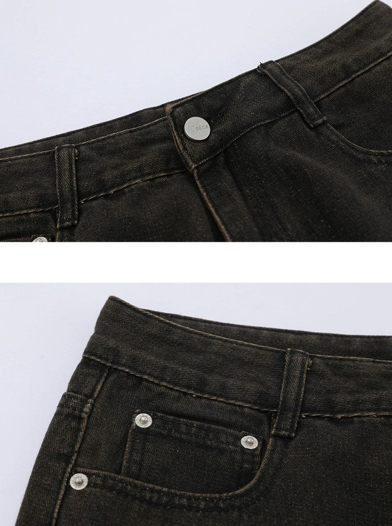 Wide-leg Pleats Denim Jeans WN2968