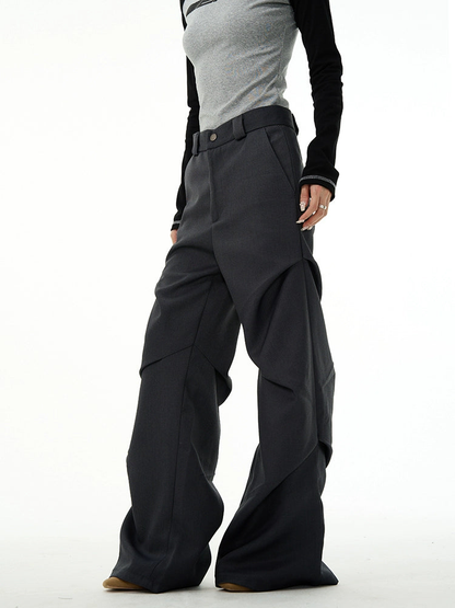 Wide-leg Pleats Design Trousers WN4500