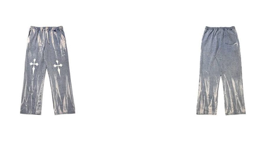 Wide-leg Print Denim Jeans WN2171