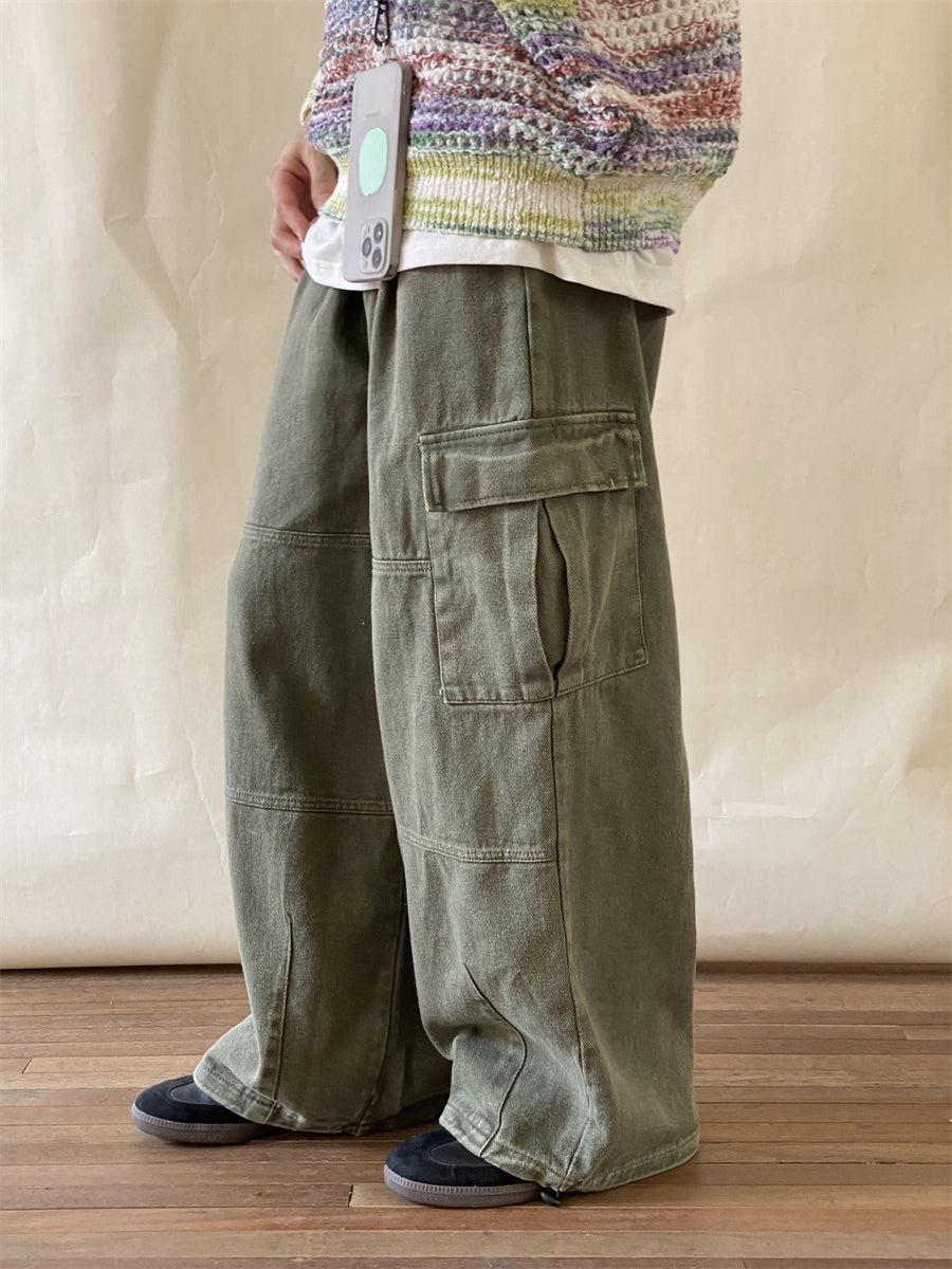 Wide-leg Washed Cotton Pants WN1971