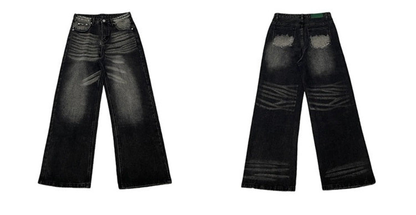 Wide-leg Washed Denim Jeans WN3643