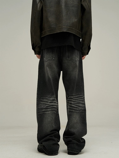 Wide-leg Washed Denim Jeans WN3650