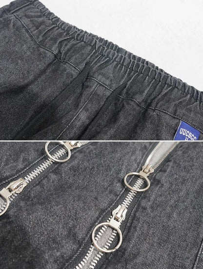Wide-leg Zipper Denim Jeans WN2161