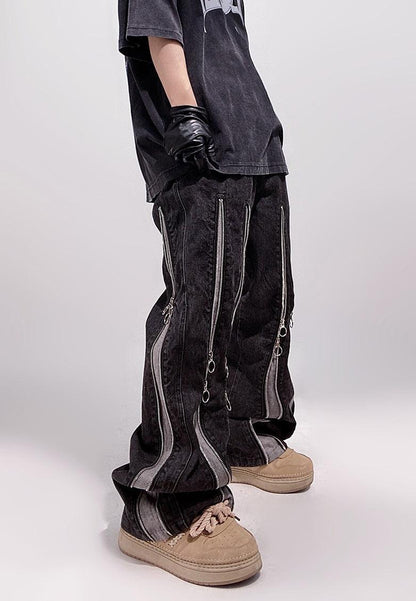 Wide-leg Zipper Denim Jeans WN2161