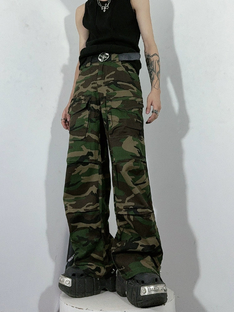 Zipper Design Camouflage Pattern Pants WN3192