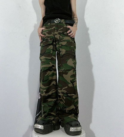 Zipper Design Camouflage Pattern Pants WN3192