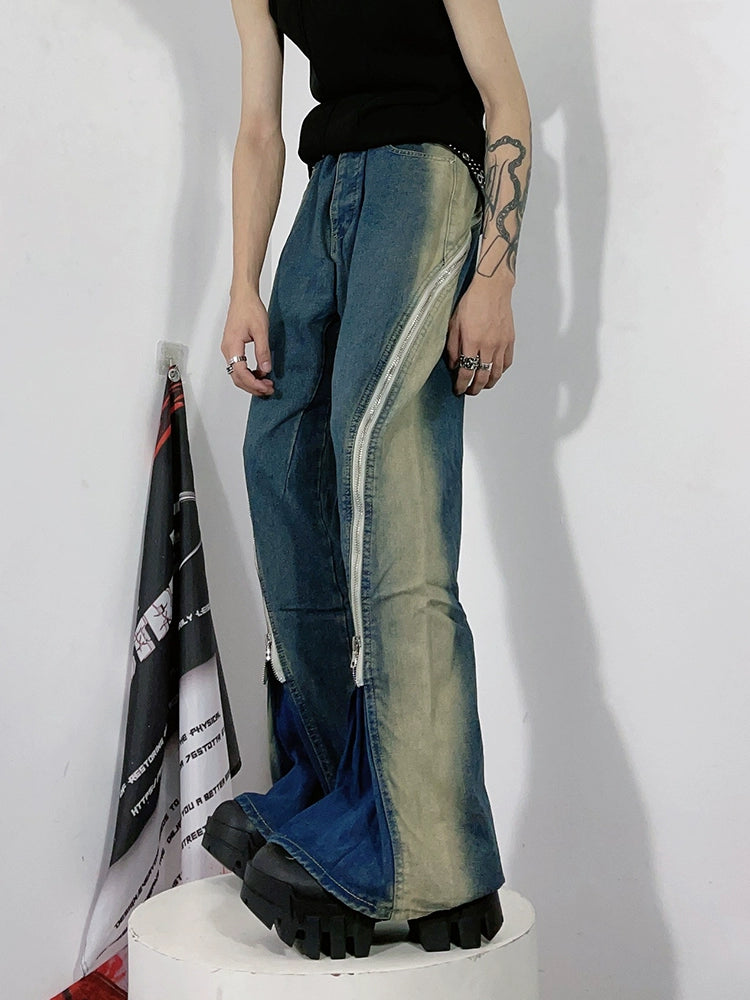 Zipper Design Flared Denim Jeans WN3258