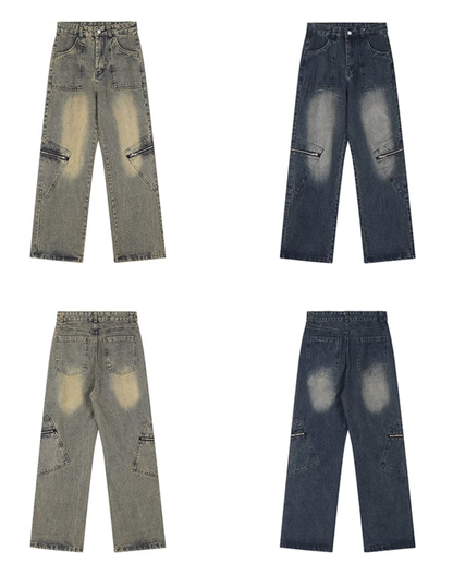Zipper Design Straight Denim Jeans WN3232