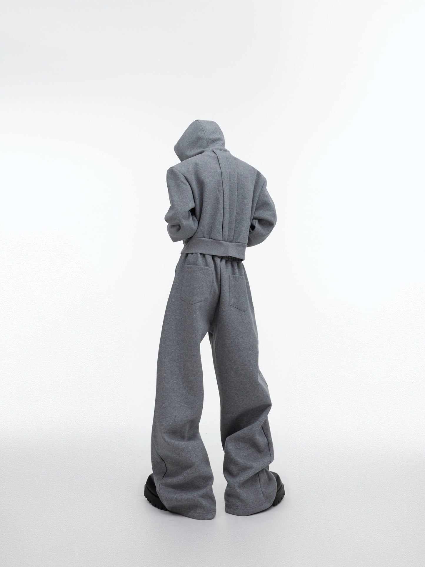 Zipper Short Hoodie & Wide-leg Sweatpants Setup WN2615