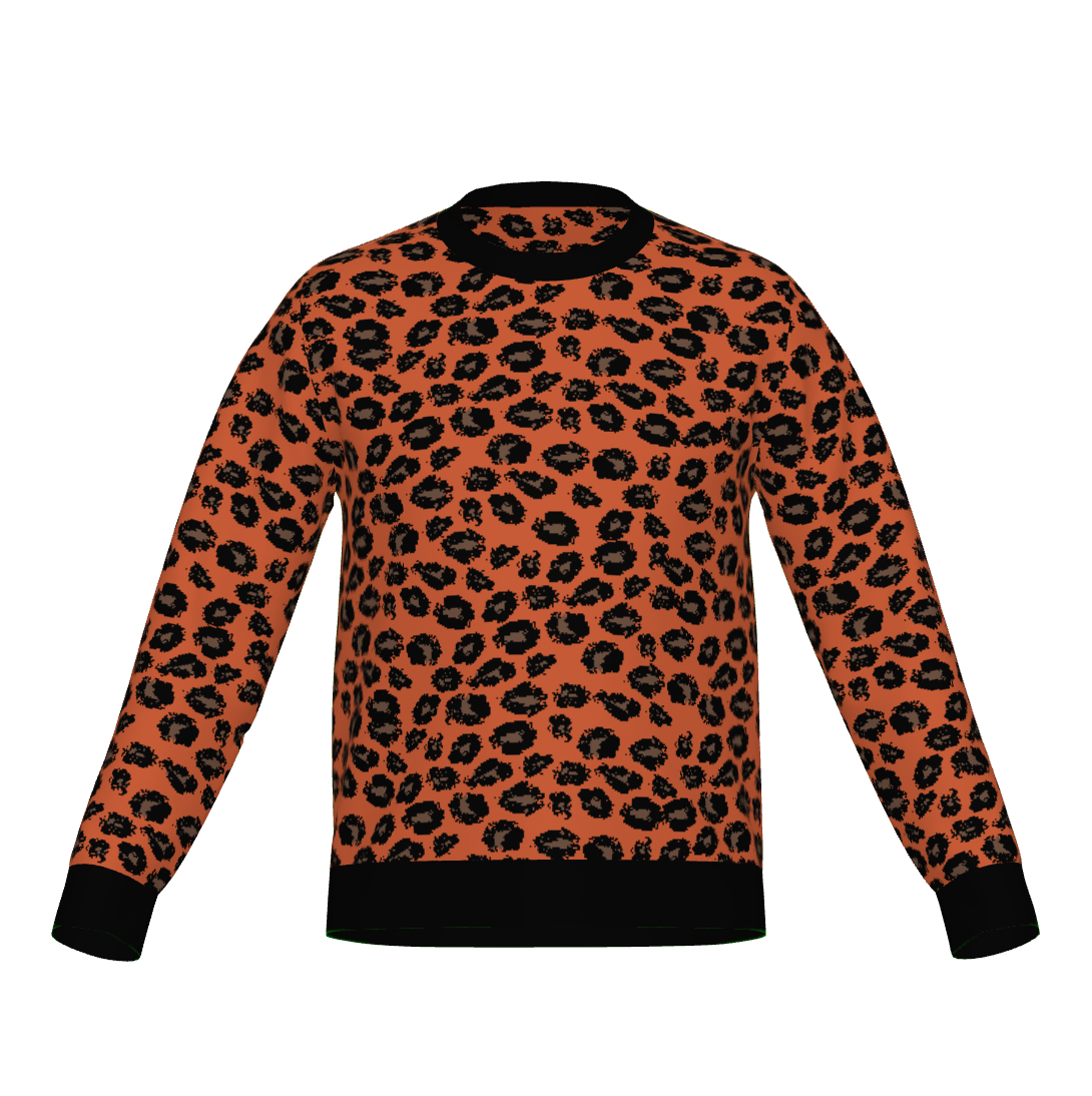 Classic Fit Leopard Pattern Knit Sweater WNK0005