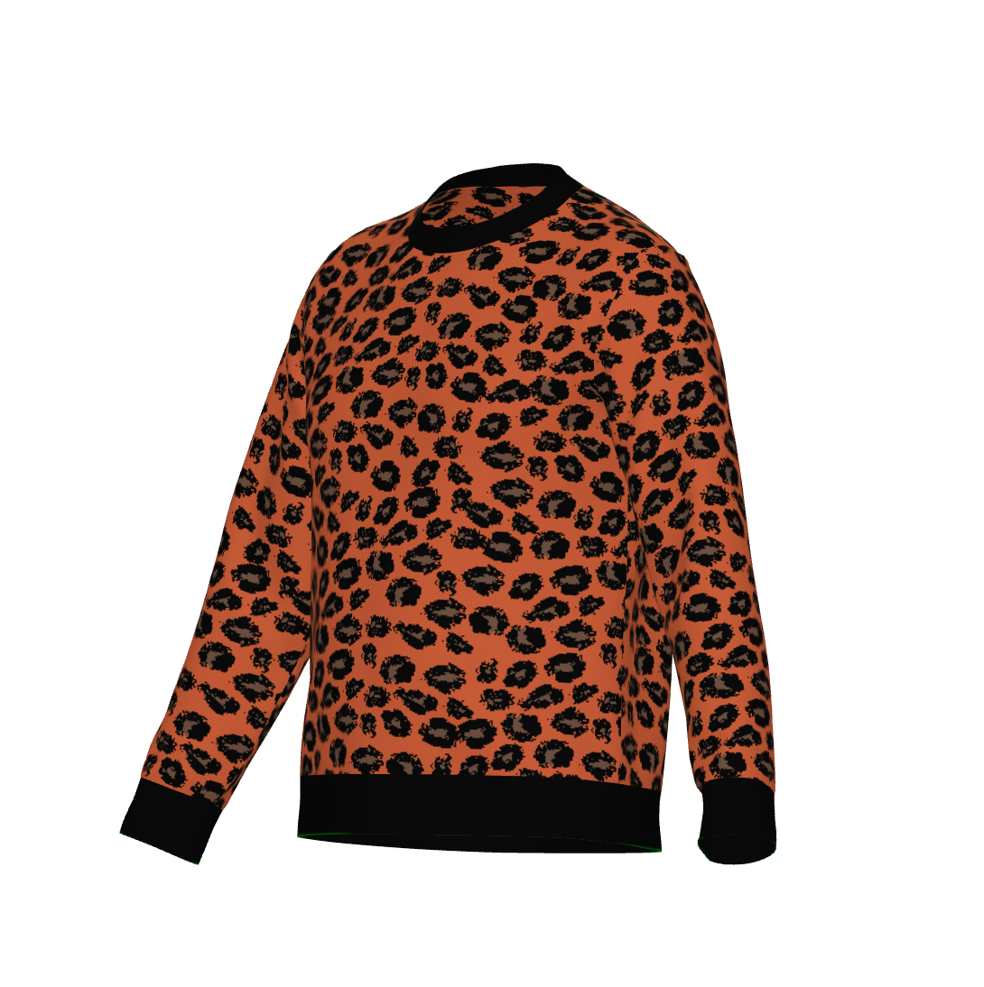 Classic Fit Leopard Pattern Knit Sweater WNK0005