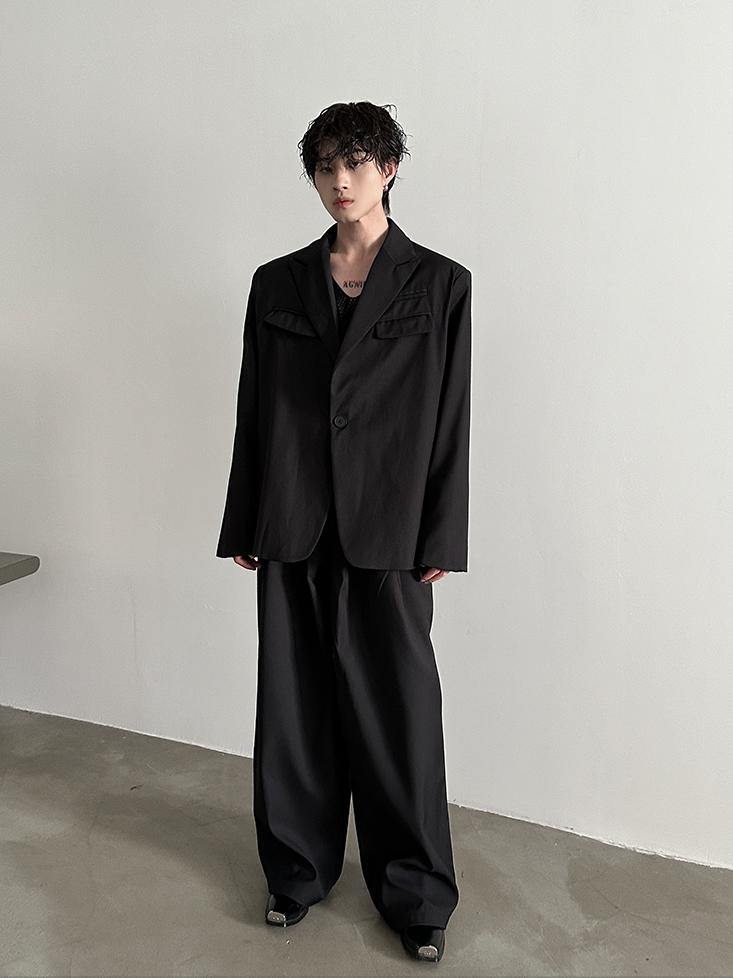 Heavyweight Oversize Tailored Jacket & Wide Leg Tuck-in Trousers Setup WN8922