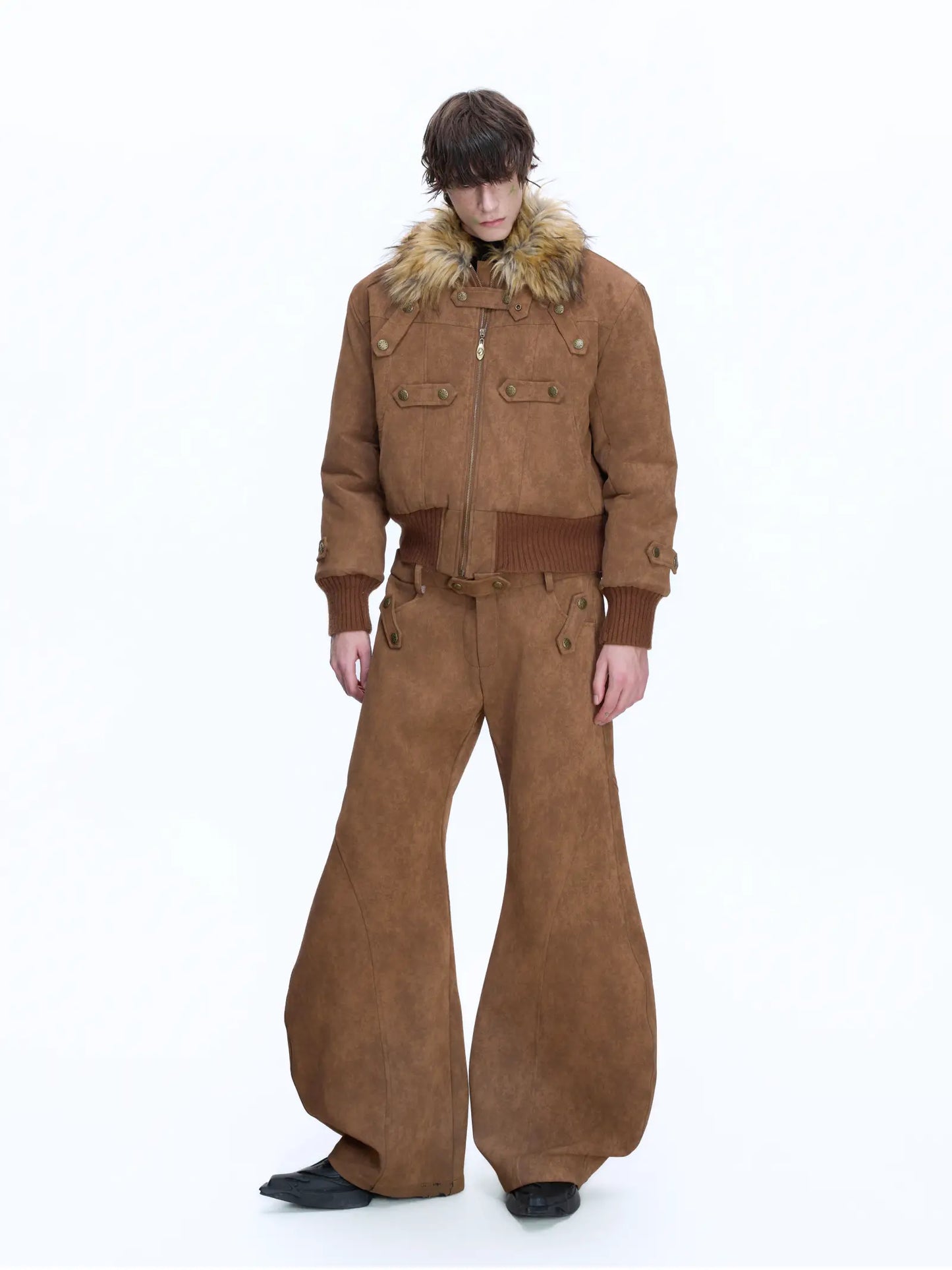 Fake Fur Reversible Suede Cropped Jacket WN22667