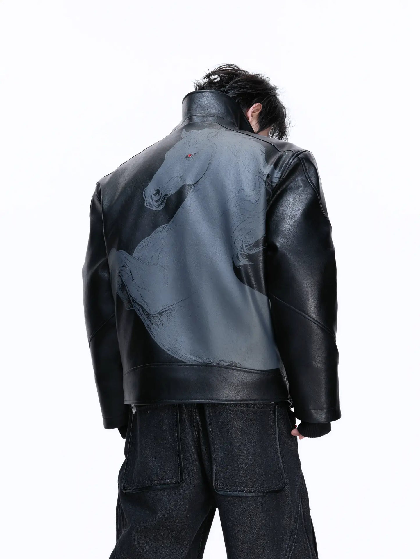 Embroidered PU Leather Vintage Jacket Jacket WN22676