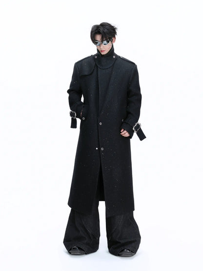 Sequins Wide-shoulder Woolen Coat WN22663