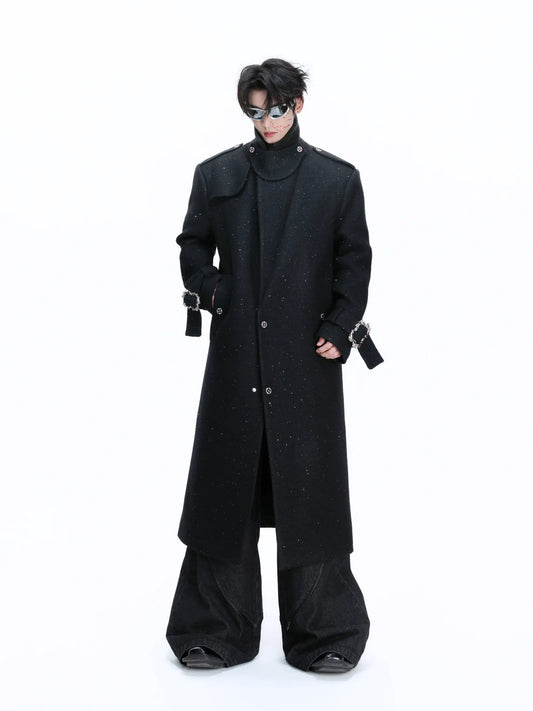 Sequins Wide-shoulder Woolen Coat WN22663