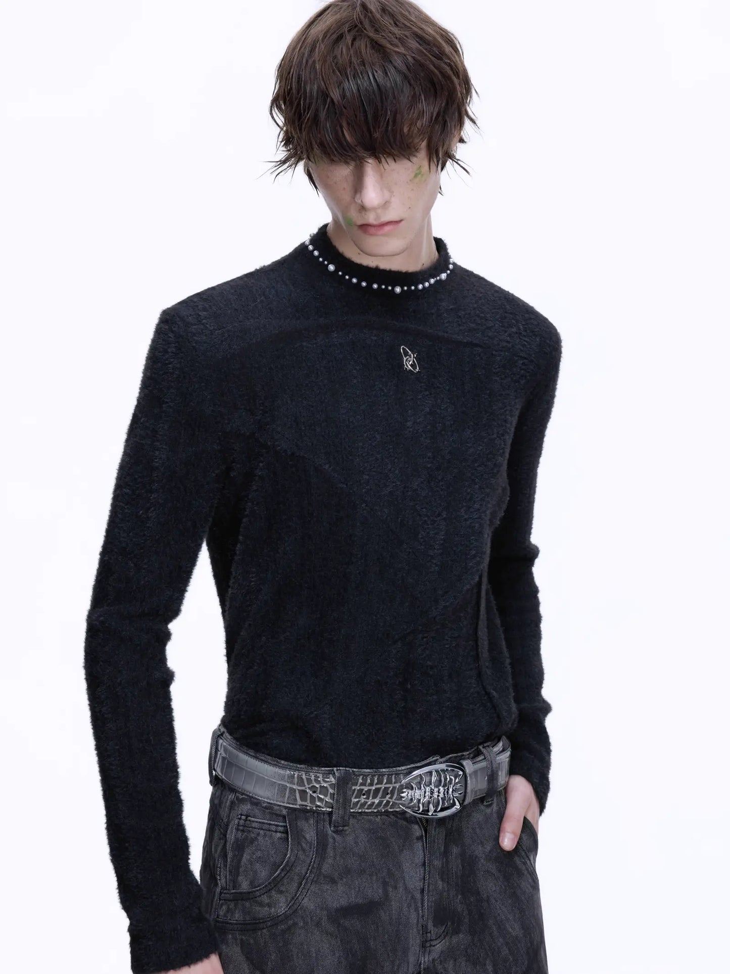 Blushed Pearl-Embellished Long-Sleeve T-Shirt WN22680