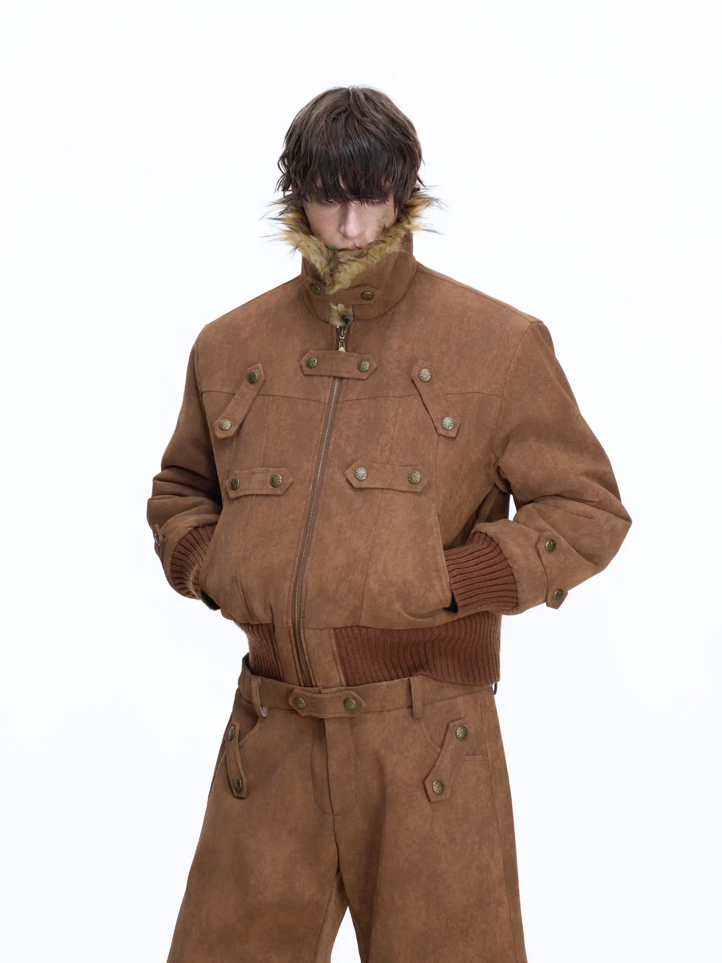 Fake Fur Reversible Suede Cropped Jacket WN22667