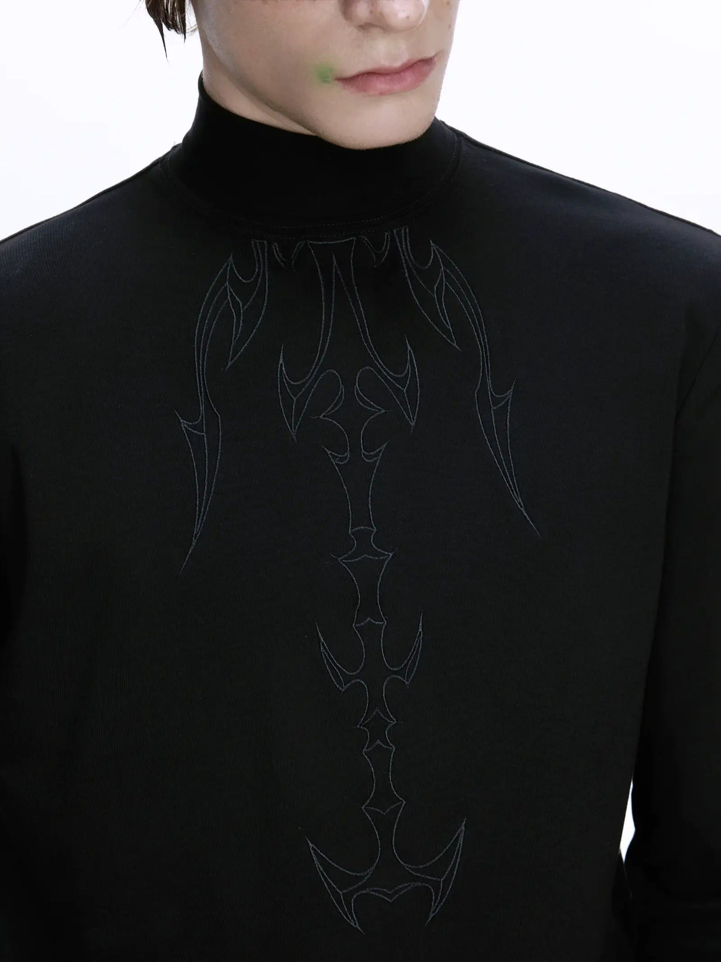 Turtleneck Embroidery long-sleeve Versatile T-shirt WN22673