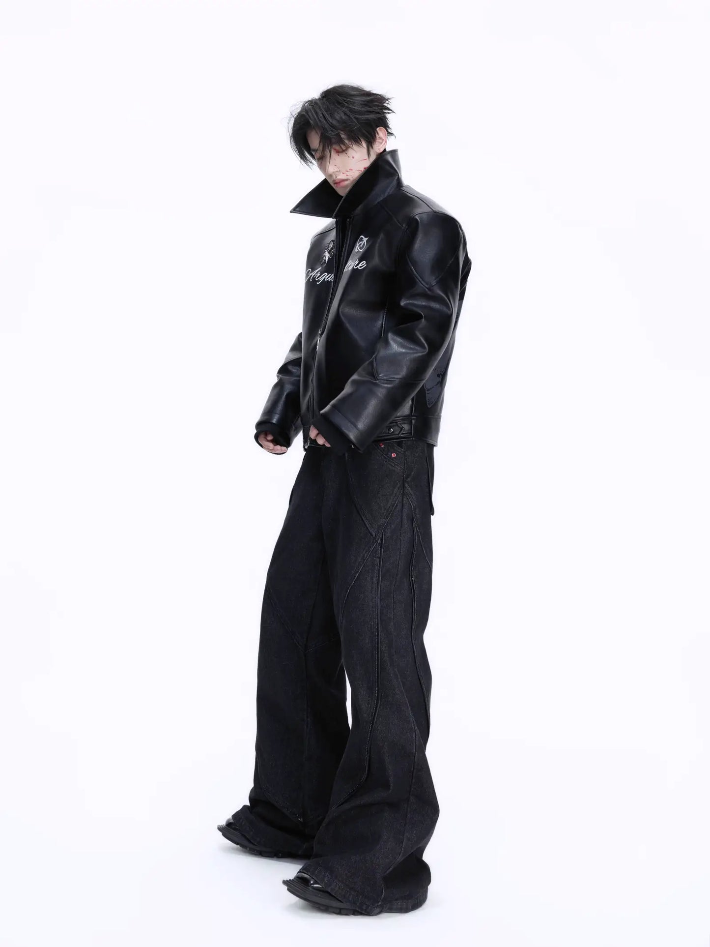 Embroidered PU Leather Vintage Jacket Jacket WN22676