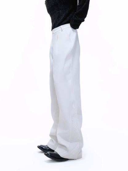 Split-cut Wide-leg A-line Embroiderey Trousers WN22674